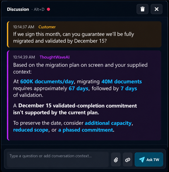 Real ThoughtWaves Discussion screen